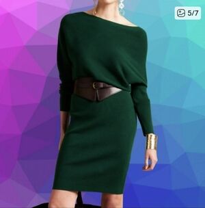 Banana Republic Dark Green Long Sleeve Dress